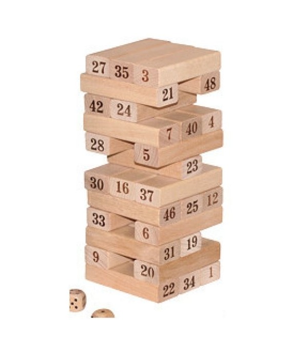 Jenga-peli, 54 puupalikkaa, koko: 7,2 x 7,2 x 22cm Jenga-peli, 54 puupalikkaa, koko: 7,2 x 7,2 x 22cm
